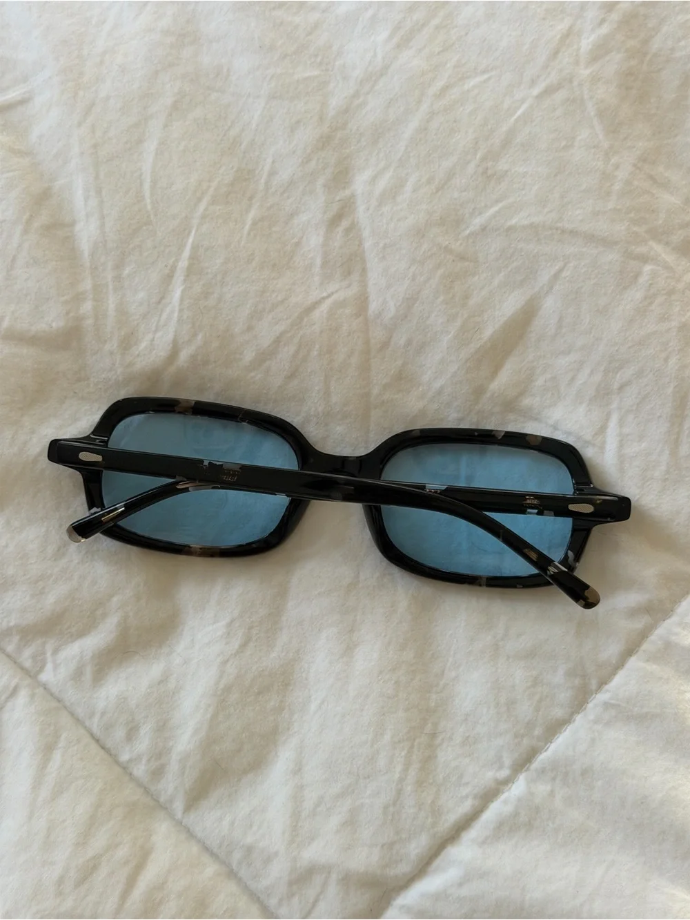 Crap eyewear Black Tortoiseshell Rectangle Sunglasses with Blue Lenses